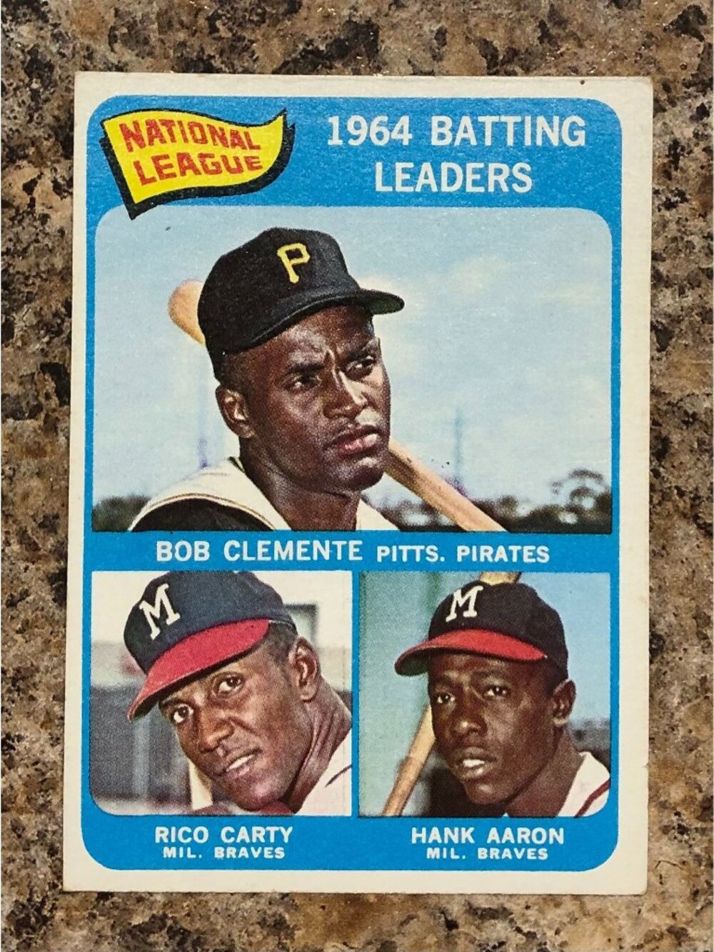 1964 Topps Batting Leaders #2 Bob Clemente Hank Aaron Rico Carty